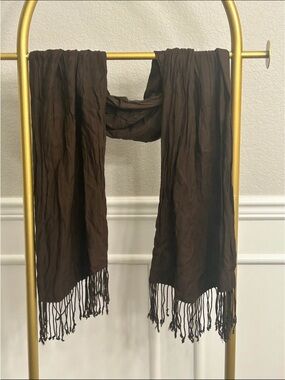 Brown Lightweight Fringe Scarf
